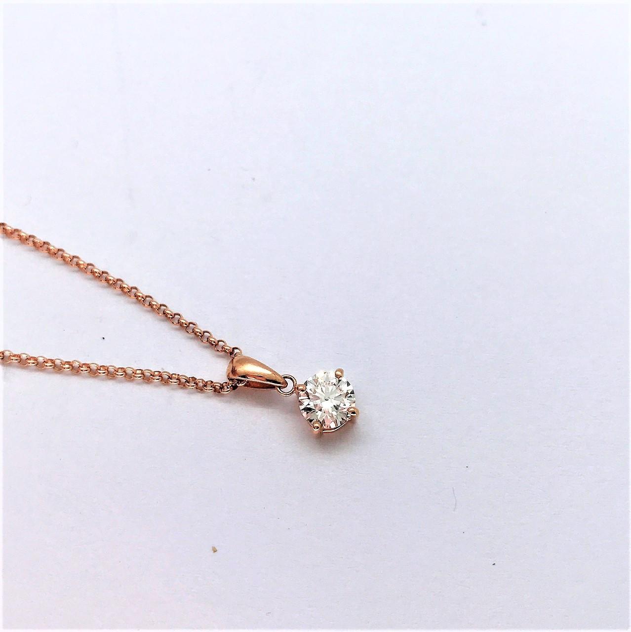日本 I-PRIMO GIA鑽石項鍊 0.50ct G/VS1/3EX 18K玫瑰金 n0745