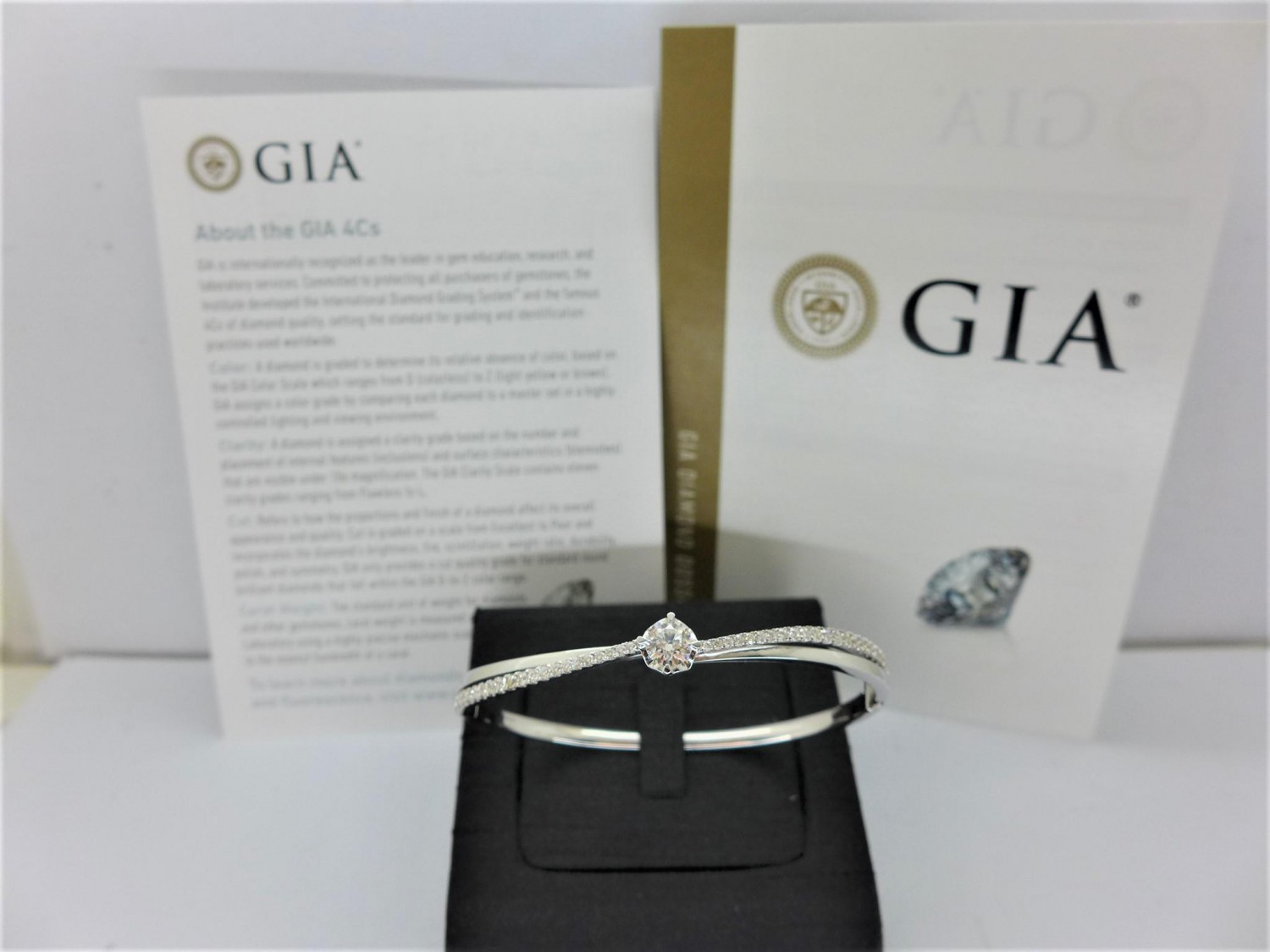 GIA天然鑽石手環 0.52ct  F/VS2/3EX H&A 18K 配鑽46p共0.67 ct 手工訂製款n0645