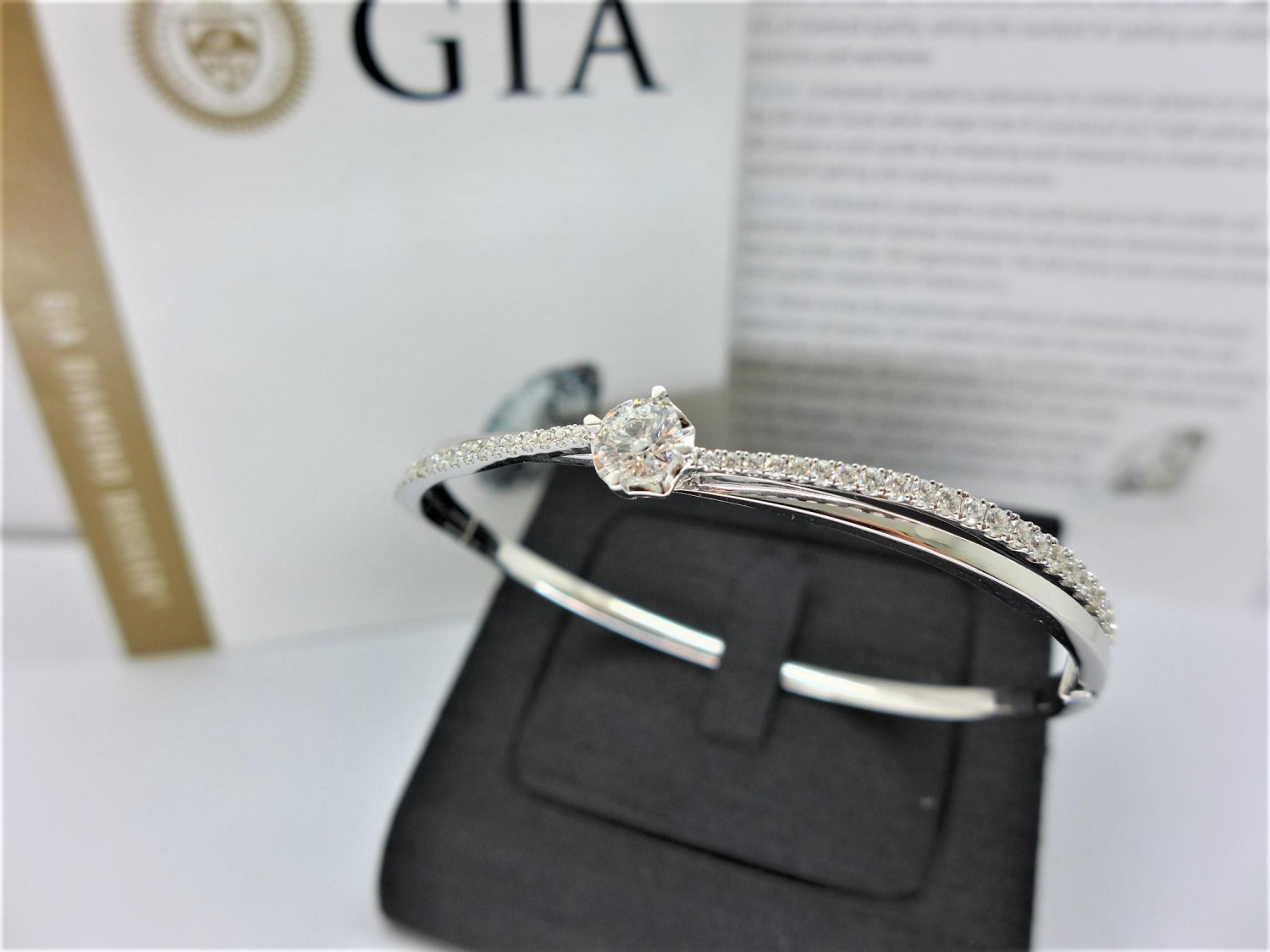 GIA天然鑽石手環 0.52ct  F/VS2/3EX H&A 18K 配鑽46p共0.67 ct 手工訂製款n0645