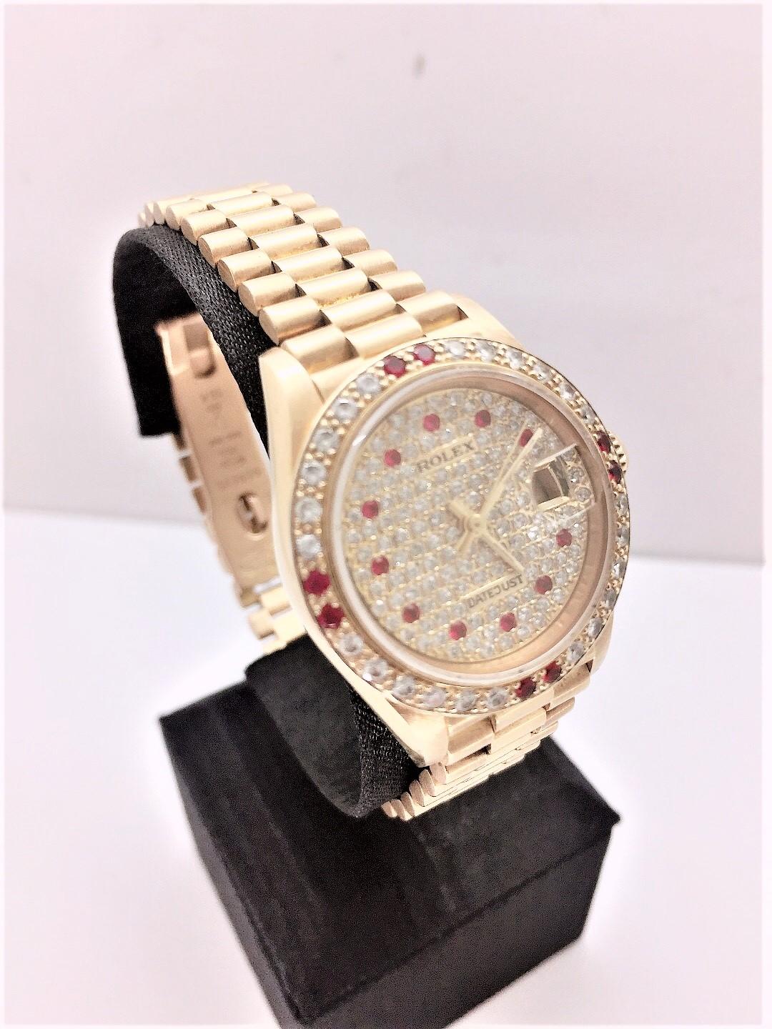 ROLEX 勞力士 69178 蠔式恒動日誌18K金女用腕錶 26mm 後鑲鑽圈鑽面 單錶 n0680